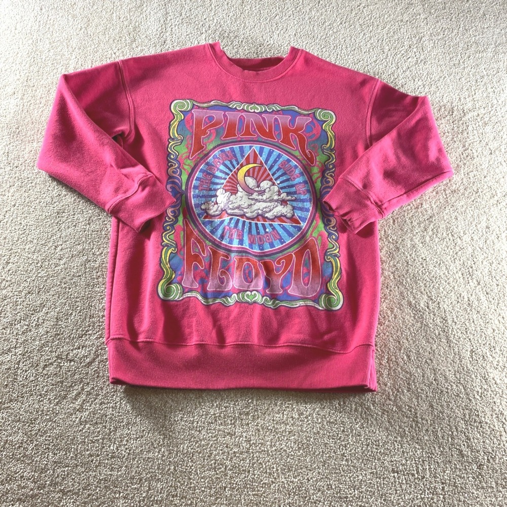 Pink Floyd Sweatshirt Womens XL Pink‎ Dark Side of the Moon Graphic Pullover